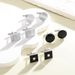 New round square baked paint men's French rectangular striped grid cufflinks_ipsvogv.com