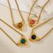 Women's Jewelry Gold Plated Titanium Steel Retro Minimalist Aesthetic Triangle Stone Earring Necklace Set_ipsvogv.com