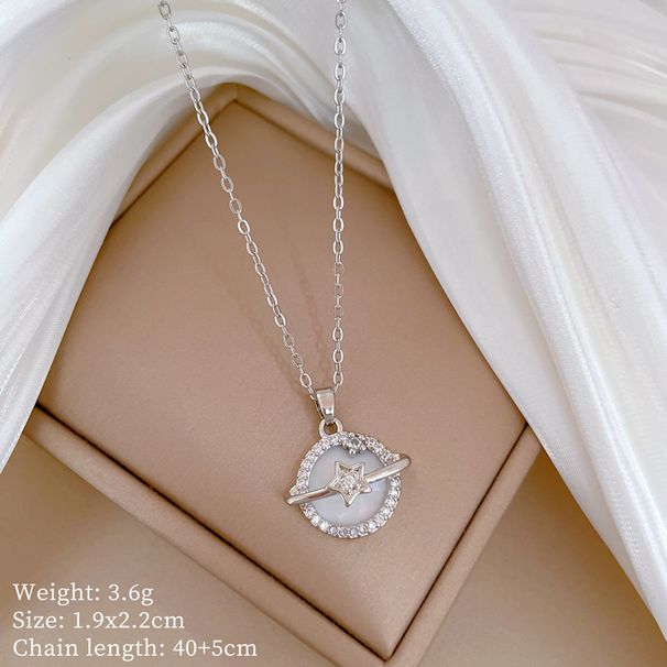 】 Shell 【 Plaet Zirco Light Luxury Charm Gorgeous Full Diamod Necklace Wome's Versatile Clavicle Titaium Steel 【 】_ipsvogv.com