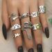 New Combination Butterfly Smiling Love Crying Face Frog Snake Shaped Hollow 8-piece Ring Set_ipsvogv.com