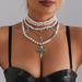 Vintage Baroque Temperament Chocker Collarbone Chain High Fashion Cross Pearl Stacked Wearing Multi-layer Necklace Female_ipsvogv.com