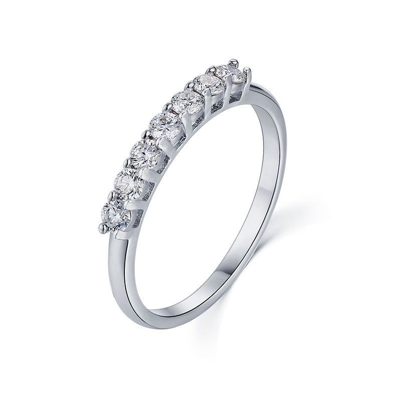 Platinum Mosang Stone Fashion 7 Diamond Row Personalized Proposal Couple Jewelry Ring_ipsvogv.com