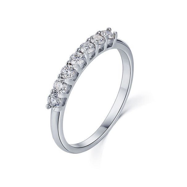 Platinum Mosang Stone Fashion 7 Diamond Row Personalized Proposal Couple Jewelry Ring_ipsvogv.com