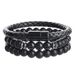 New Hip Hop Punk Beaded Men's Bracelet Set Stacking Black Agate Tiger Eye Stone Leather Magnetic Buckle Bracelet_ipsvogv.com
