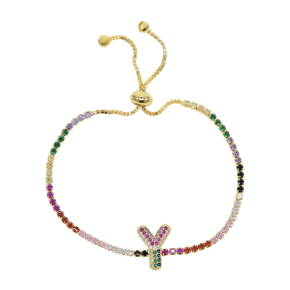 Women's Jewelry 26 Letters Inlaid Zircon Bracelet Fashion Ins Style Ladies Hip Hop Bracelet_ipsvogv.com