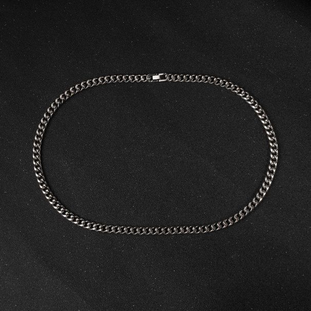 Titanium steel necklace men's autumn and winter high end non fading jewelry stainless steel Cuban chain men's necklace_ipsvogv.com