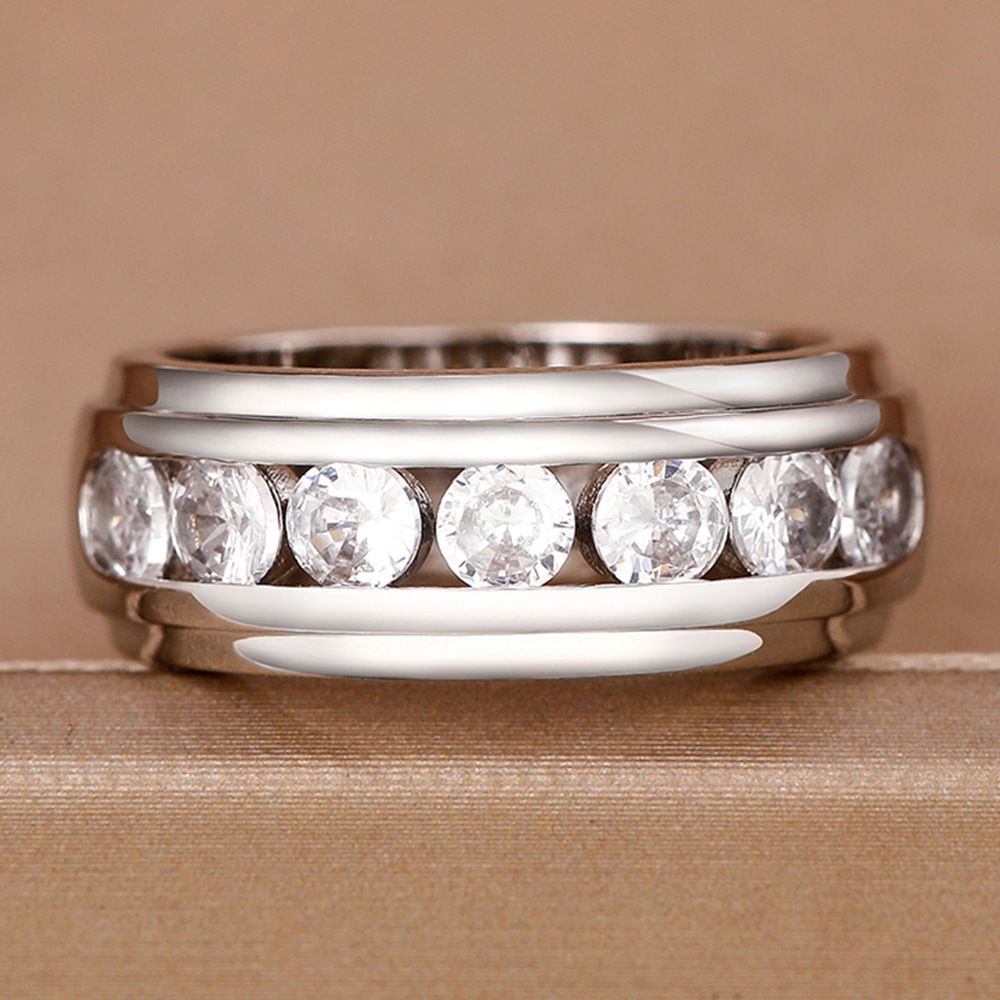 Cao Shi's Men's Wedding Ring: Extraordinary Ins Hip Hop Style Zircon Index Finger Ring for Men_ipsvogv.com