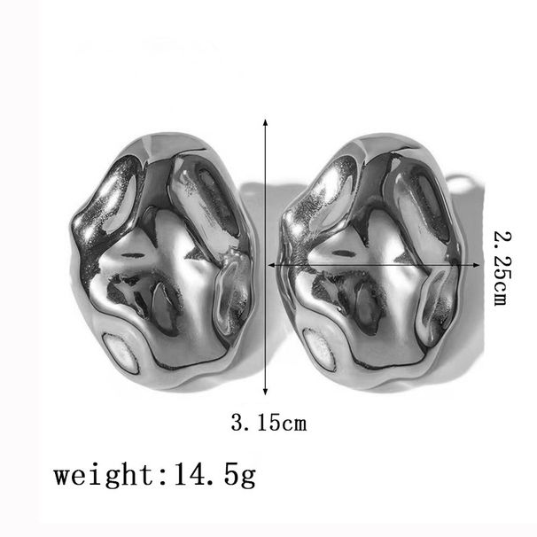 INS Internet Famous Gold-plated Stainless Steel Irregular Hammer Pattern Ea, Women's Fashionable And Non Fading_ipsvogv.com