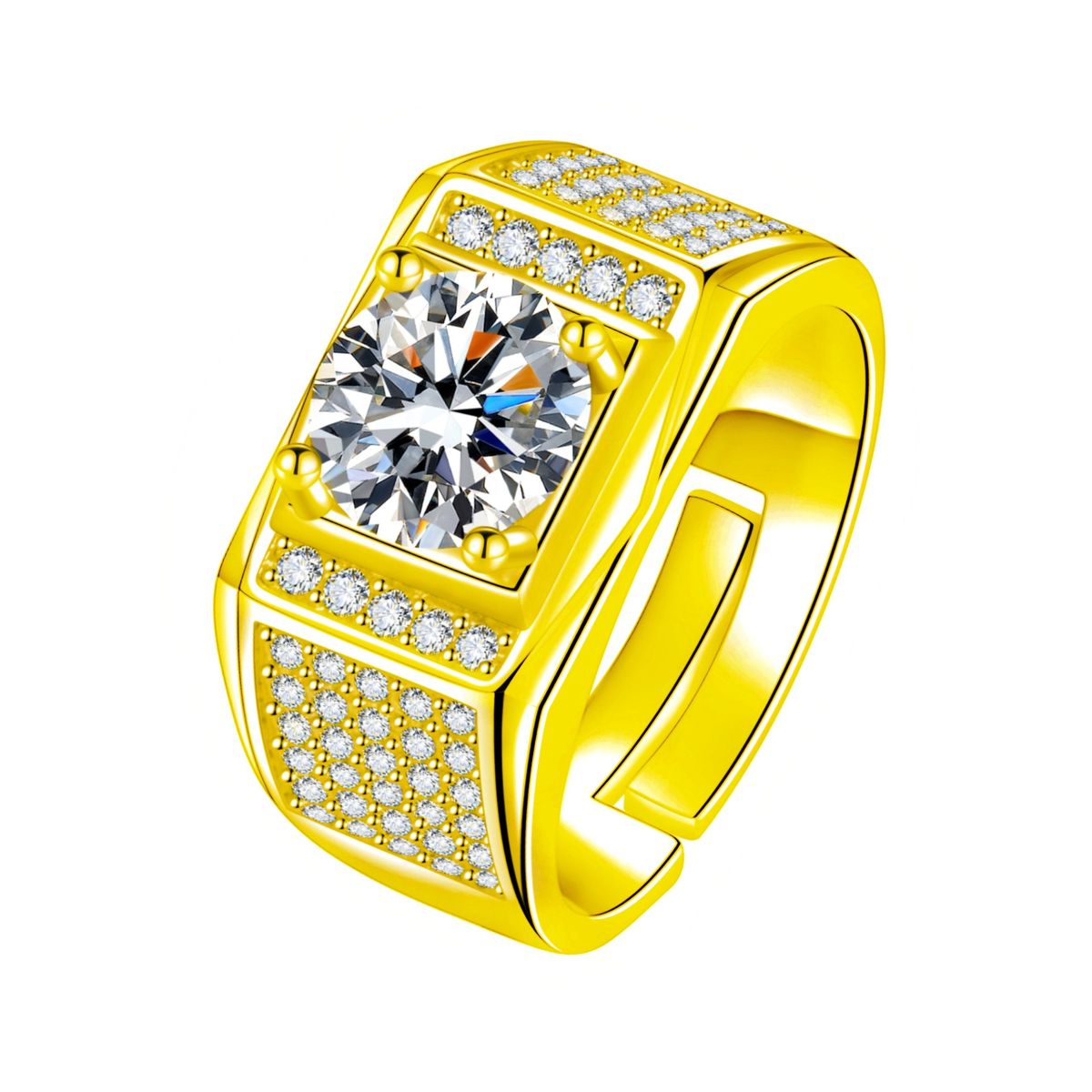 Luxurious Sparkling Fashionable Full Diamond Dominant Trendy Wedding Men's Ring_ipsvogv.com