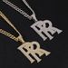 Cross-Border Hip Hop Pendant Large Double R Letter Exaggerated Alloy Pendant Gold Cuban Necklace Men's_ipsvogv.com