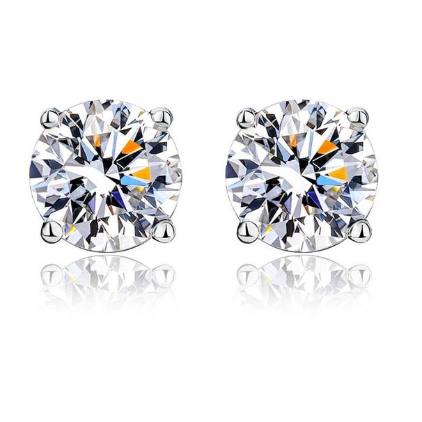 S925 Silver Moissanite Four Claw Earrings Fashionable And Versatile Blue Green Moissanite Earrings For Women_ipsvogv.com