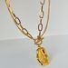Women’s Jewelry Set Fashion Retro Gold Plated Titanium Steel Double Layer Special Shaped Baroque OT Buckle Necklace_ipsvogv.com