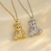 New teddy bear necklace female Crystal Clover smart bear clavicle chain female cute bear pendant clavicle chain_ipsvogv.com