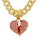 Trendy Ins Full Diamond Pink Broken Heart Painting Oil Pendant Fashion Love Necklace Jewelry Unisex_ipsvogv.com