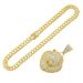 Personalized Men's Cool Full Diamond 3D Lion Head Pendant Cuban Necklace Hip Hop Neck Lock Bone Chain_ipsvogv.com