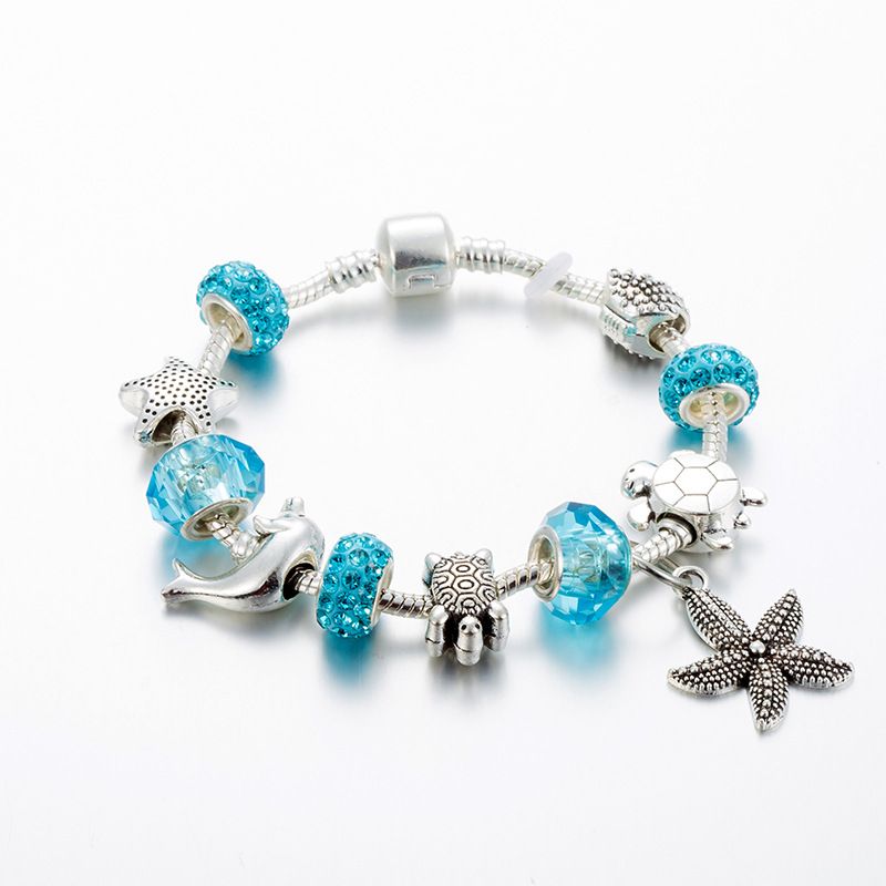 Hot selling marine jewelry blue crystal star pendant bracelet DIY handmade jewelry_ipsvogv.com