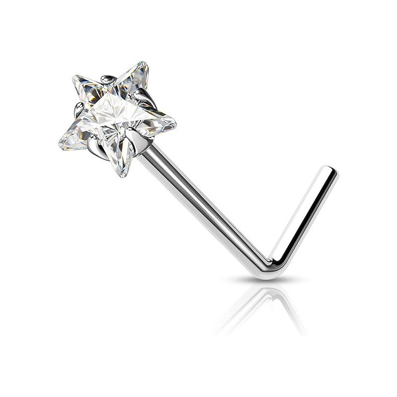 Women's Jewelry 7 Shaped L Rod 3A Zircon Nose Nail Heart Shaped Round Five Star Nose Nail Curved Rod Piercing Jewelry_ipsvogv.com