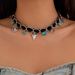 Ethnic Style Cowhide Turquoise Necklace, Personalized Denim Hat, Velvet Chain, Choker Necklace_ipsvogv.com