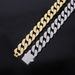 Unisex Alloy Jewelry Full Of Diamonds New 16mm Round Chain Spring Buckle Necklace Hiphop Street Rap Hip Hop Cuban Chain_ipsvogv.com