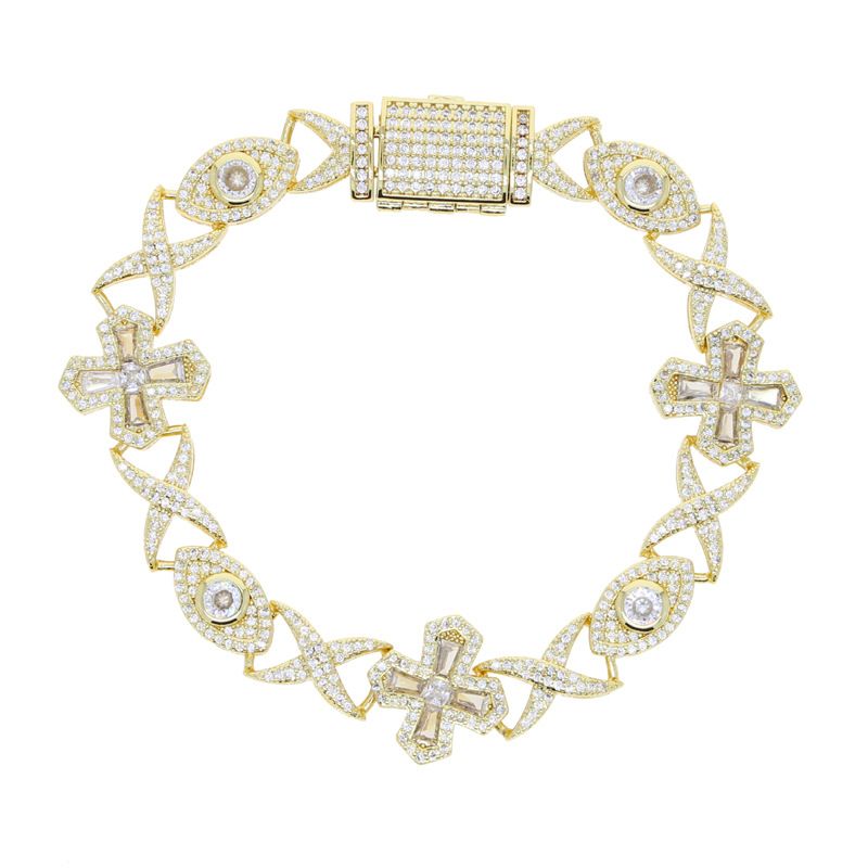 Hip Hop New Cross Eyes Cross Knot Zircon Bracelet Personality Niche Hand Jewelry_ipsvogv.com