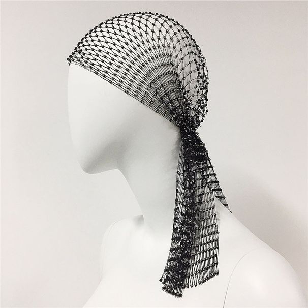 Elastic rhinestone fishing net hat personality fishing net headscarf fashion flash diamond hat long_ipsvogv.com