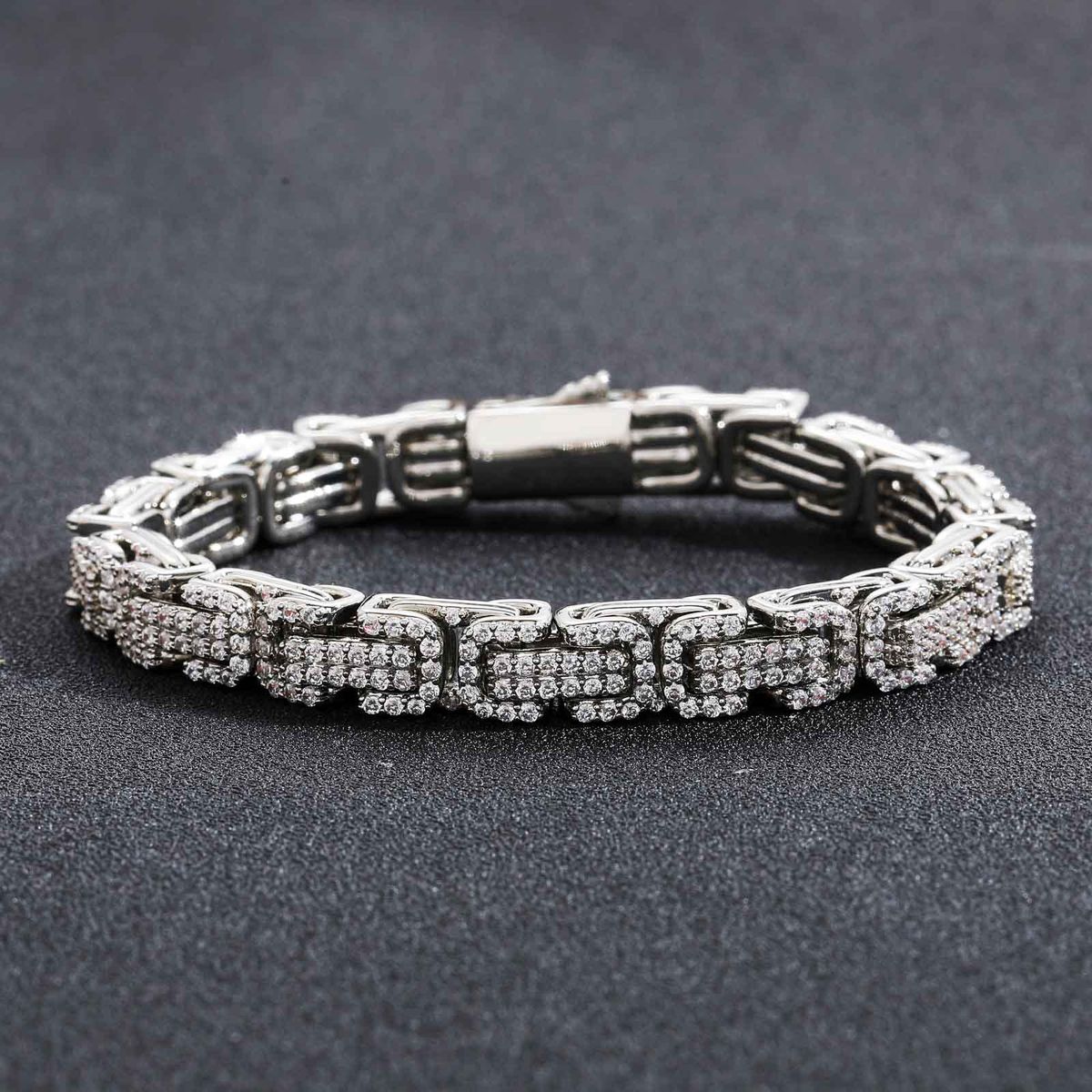 Men’s Jewelry Set Fashion Hip Hop Byzantine Bracelet Micro Inlaid Zircon Chain Three Dimensional Men's Personality Trend Niche Bracelet_ipsvogv.com
