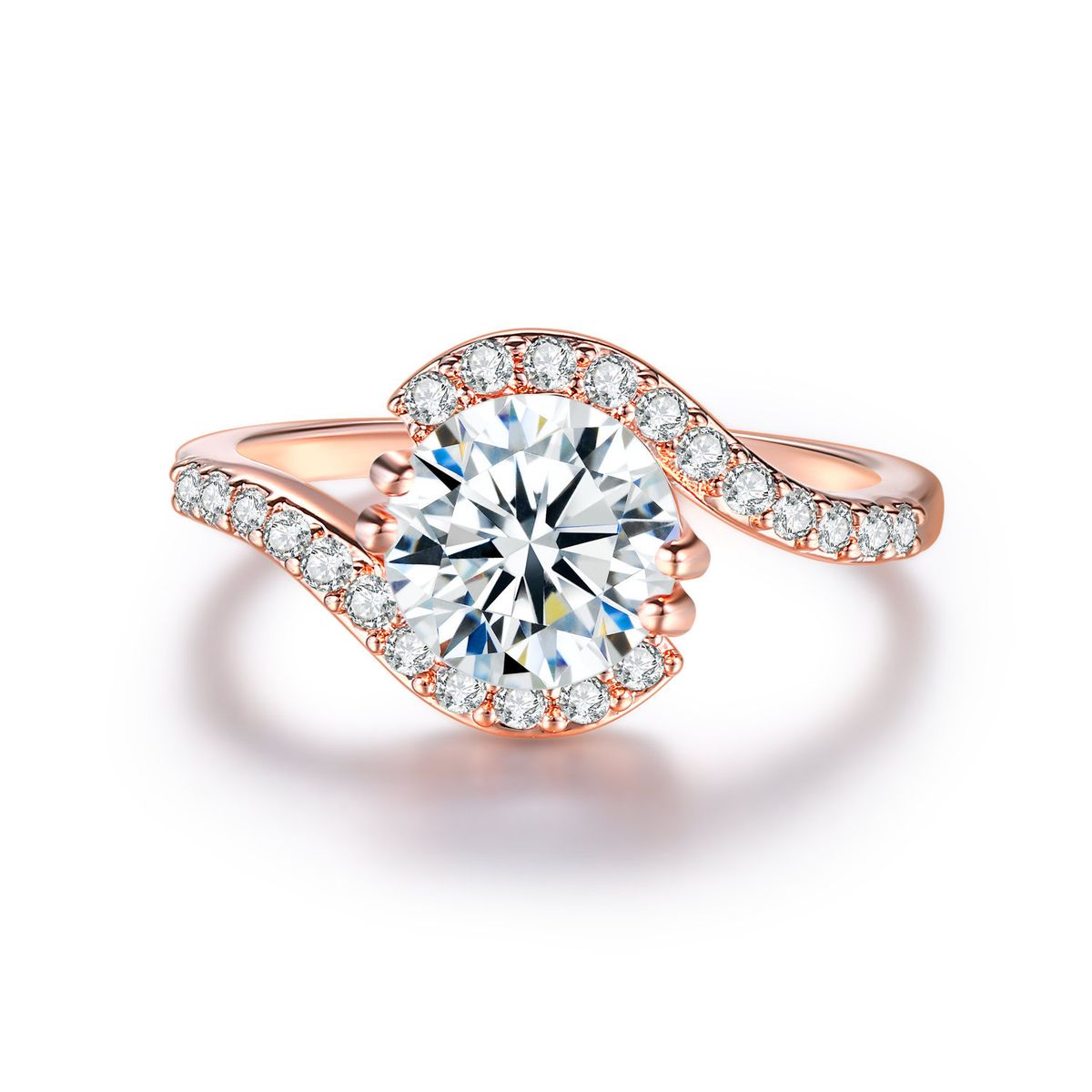 Fashion classic engagement ring for women, inlaid with zircon and rose gold plated_ipsvogv.com