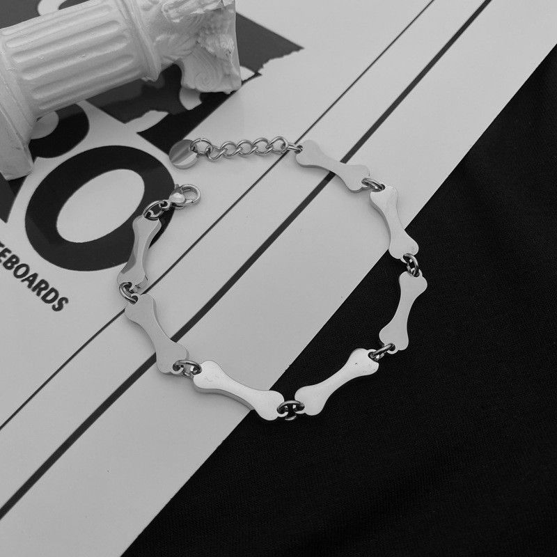 Titanium Steel Bracelet Bone Shape Necklace New Style For Women And Men Hip Hop Personality Design Style High End Temperament_ipsvogv.com