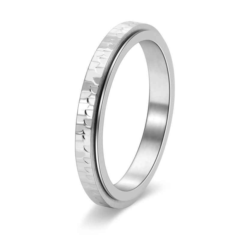 Men And Women's Jewelry High Grade Honeycomb Hammered Pattern Rotating Ring Titanium Steel Jewelry_ipsvogv.com