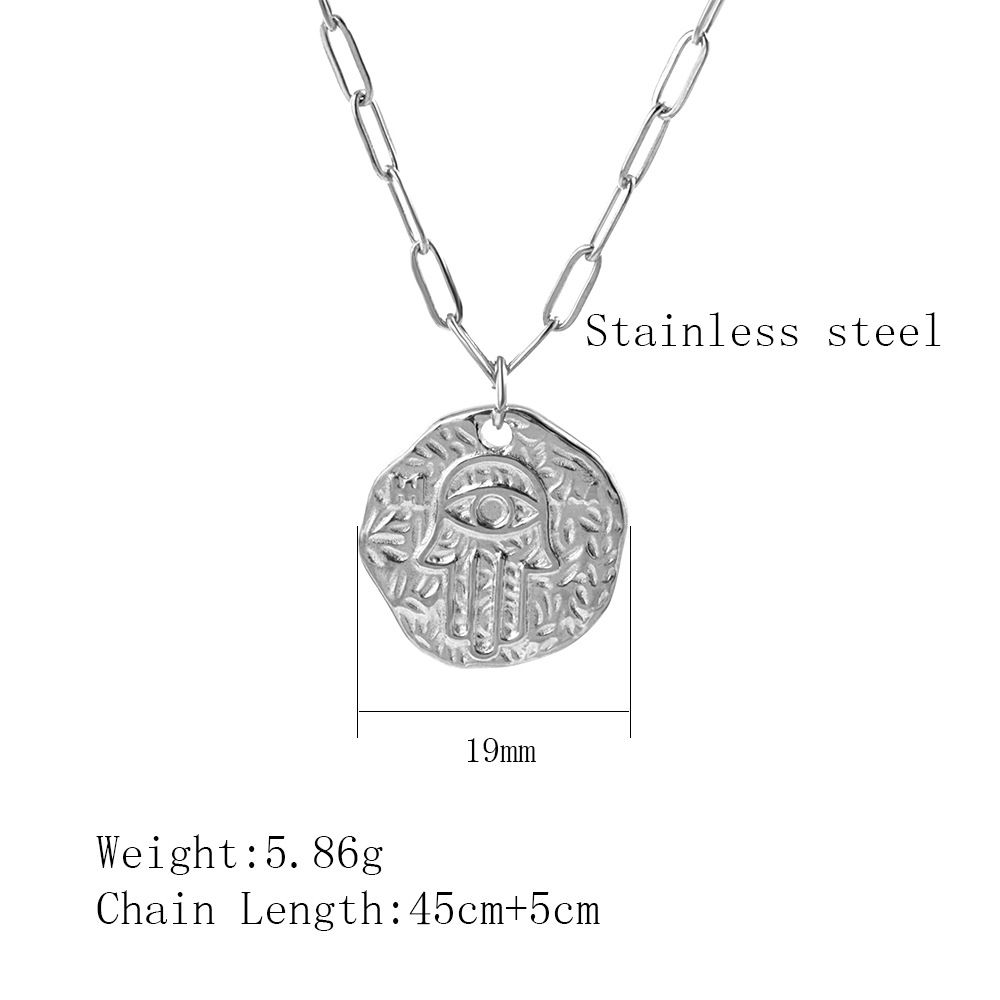 New Arabic Retro Fatima Hand Necklace Irregular Geometric Pattern Palm Pendant Clavicle Chain_ipsvogv.com