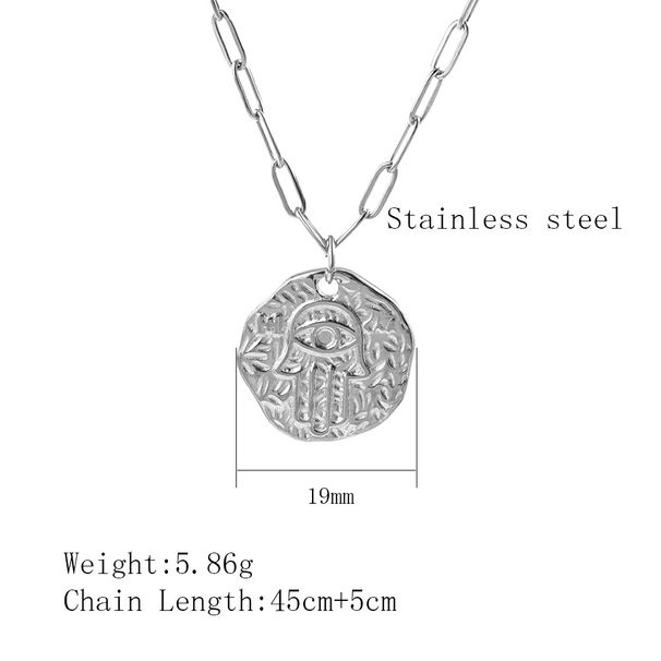 New Arabic Retro Fatima Hand Necklace Irregular Geometric Pattern Palm Pendant Clavicle Chain_ipsvogv.com