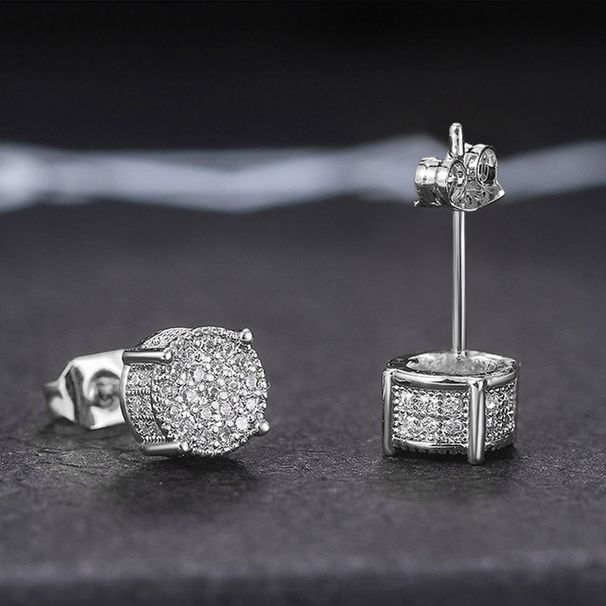 popular full diamond hip hop men's earrings Micro inlaid zircon electroplated round earrings_ipsvogv.com