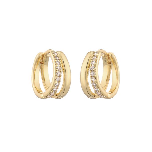 Women's Jewelry Temperament Fashion Double Layer Hollow Zircon Hoop Ear Buckle Exquisite Small Versatile Design Earrings_ipsvogv.com