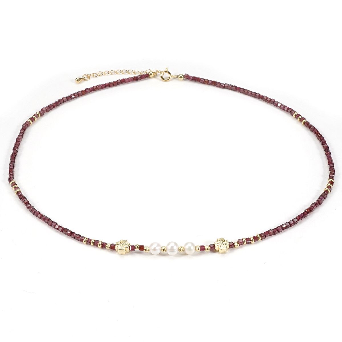 3cm Sugar Cube Garnet Freshwater Pearl Natural Stone Necklace Clavicle Chain Stacking Retro Ins_ipsvogv.com
