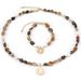 Five Pointed Star Plum Shell Black Opal Natural Stone Bracelet Necklace Set_ipsvogv.com
