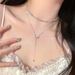 Double Layered Bow, Zircon Tassel Necklace, Women's 2024 New Collarbone Chain, Light Luxury, Niche, And High-end_ipsvogv.com