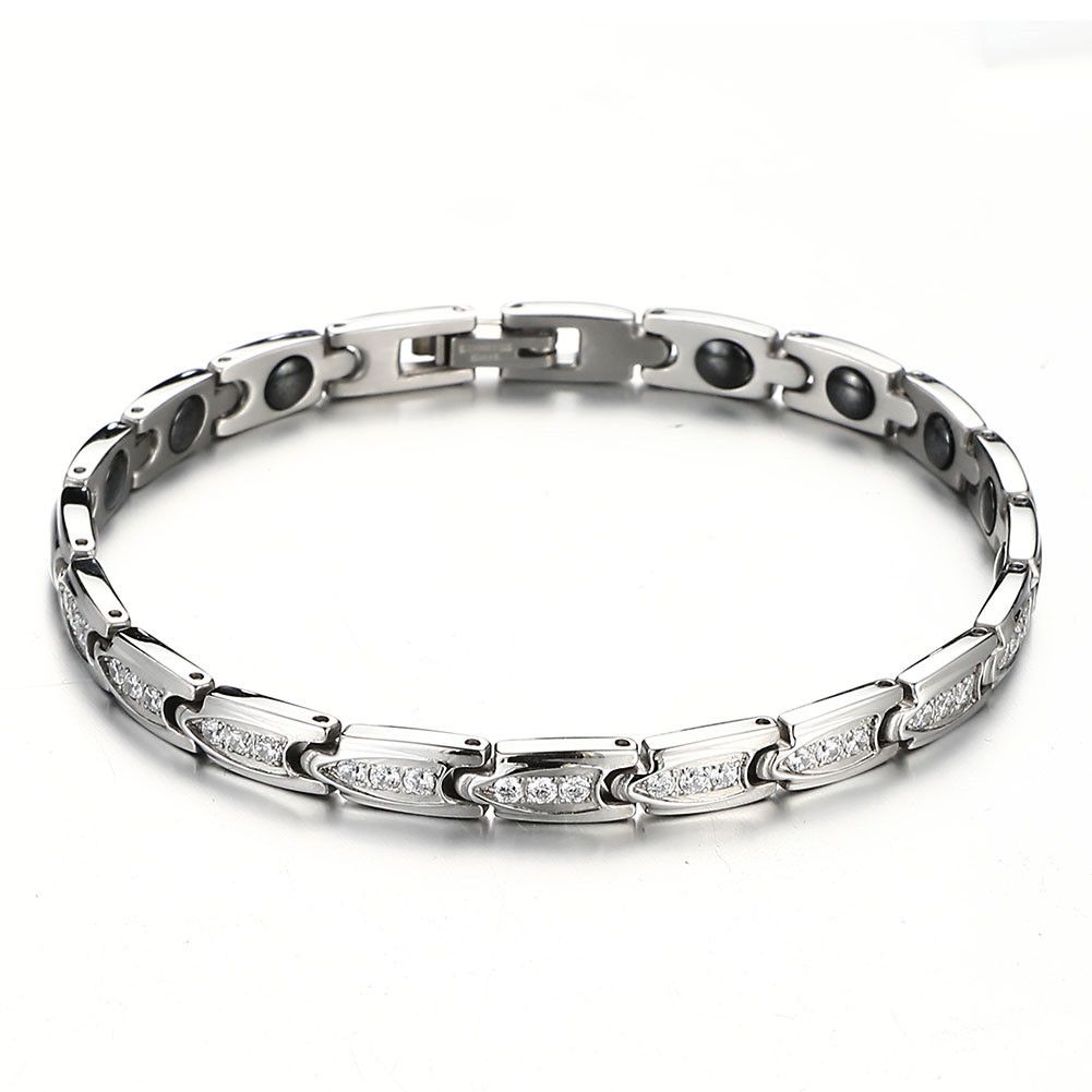 Men And Women's Jewelry Steel Color Stainless Steel Bracelet Zircon Black Gallstone Health Sports Bracelet_ipsvogv.com
