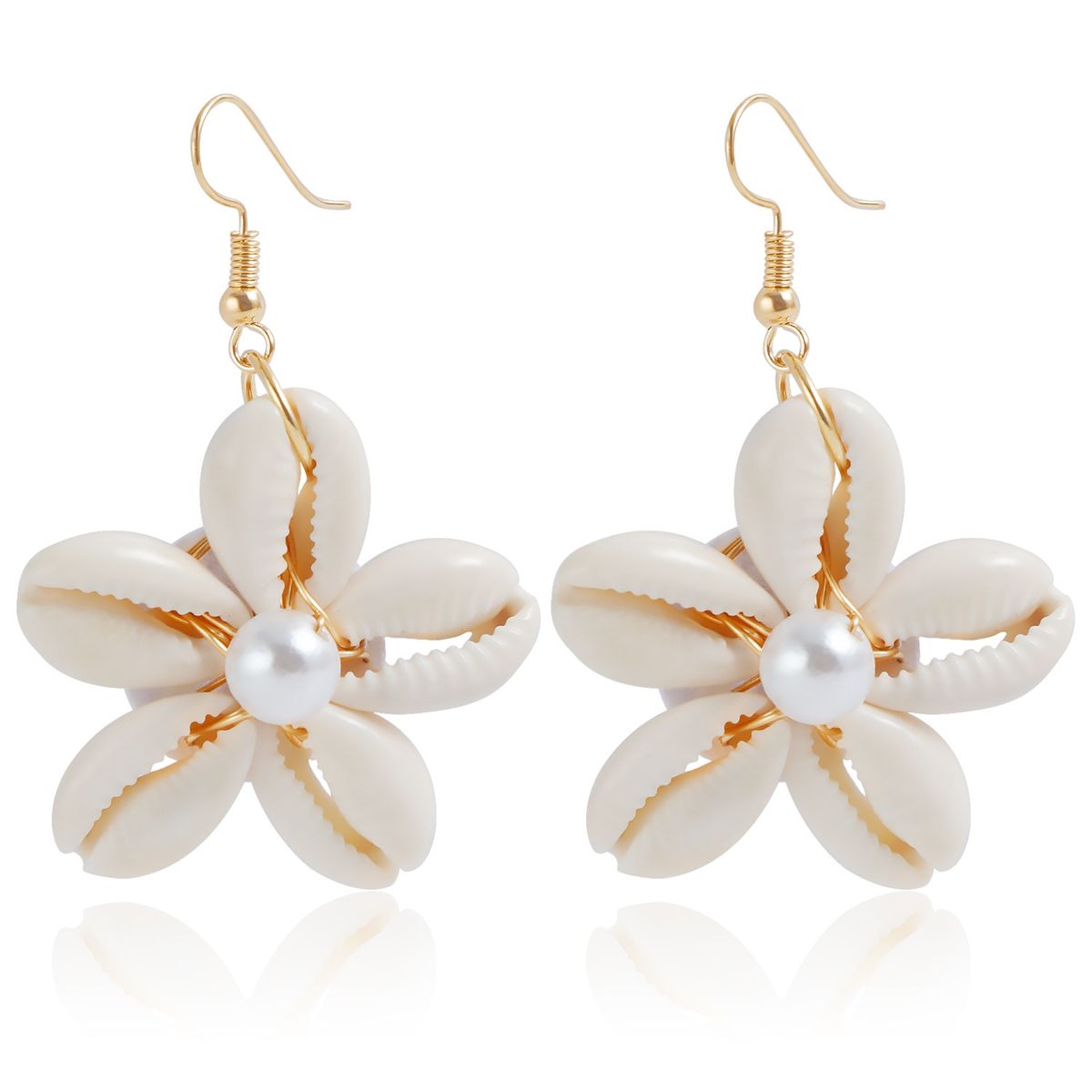 Summer Hand-woven Shell Flower Pendant Earrings Personalized Ancient Town Style Beach Earrings Women_ipsvogv.com