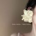 Moonlight Soft Gauze Atmosphere French Retro Chiffon Pearl Flower Earrings Exaggerated High End Small Fairy Temperament_ipsvogv.com