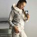 Women's Clothing Autumn and Winter Women's Clothing Hot Style Fleece Fashion Leather Badge Long Sleeve Hooded Casual Sports Suit_ipsvogv.com
