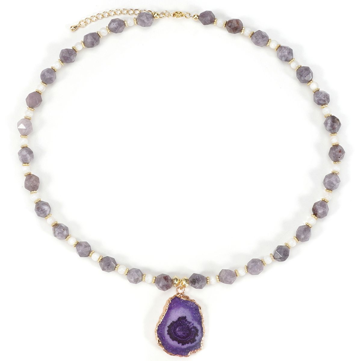 Amethyst Pendant Shell 8 Cm Cut Amethyst Natural Stone Necklace Clavicle Chain Versatile Personality Elegant Ins Style_ipsvogv.com