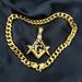 Rhinestone Pendant Necklace 11mm Width Yellow Mens Women Freemasonry Masonic Mason Stainless Steel_ipsvogv.com