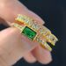 Popular geometric colored zircon open ring for women Copper gold plated adjustable ring_ipsvogv.com