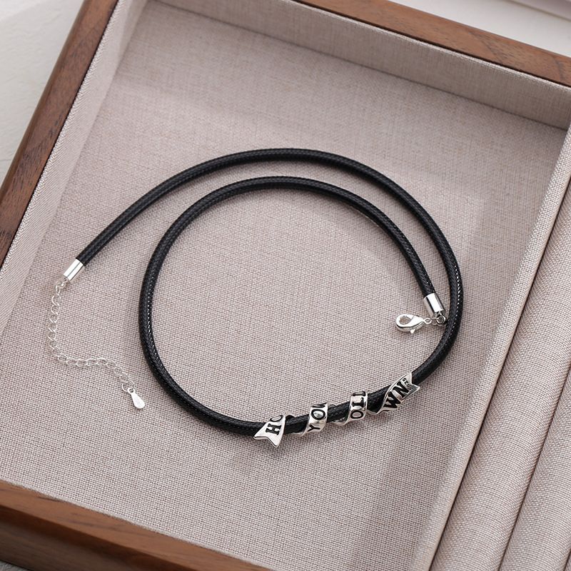 Honghan Black Ribbon Faith For Women Fashion Niche Personality Choker Necklace Accessory_ipsvogv.com