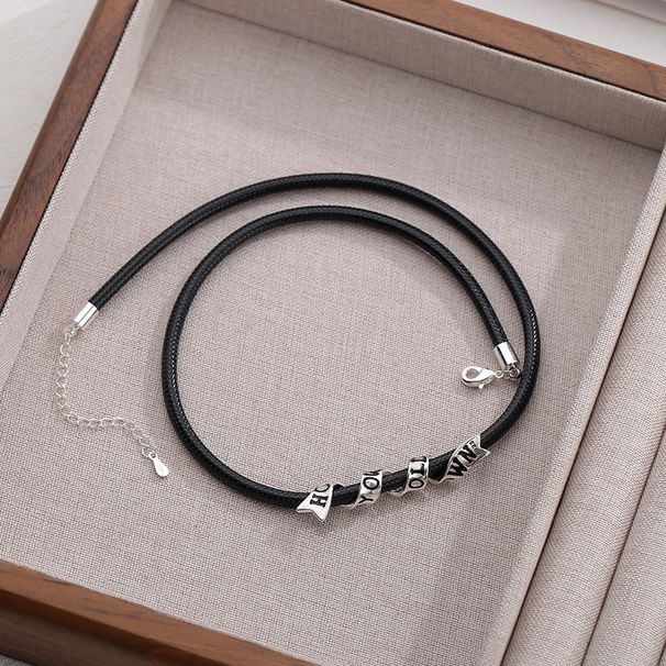 Honghan Black Ribbon Faith For Women Fashion Niche Personality Choker Necklace Accessory_ipsvogv.com