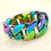 Rainbow Iridescent 32mm Man's Heavy Weight Bling Massive 316L Stainless Steel Bracelet_ipsvogv.com