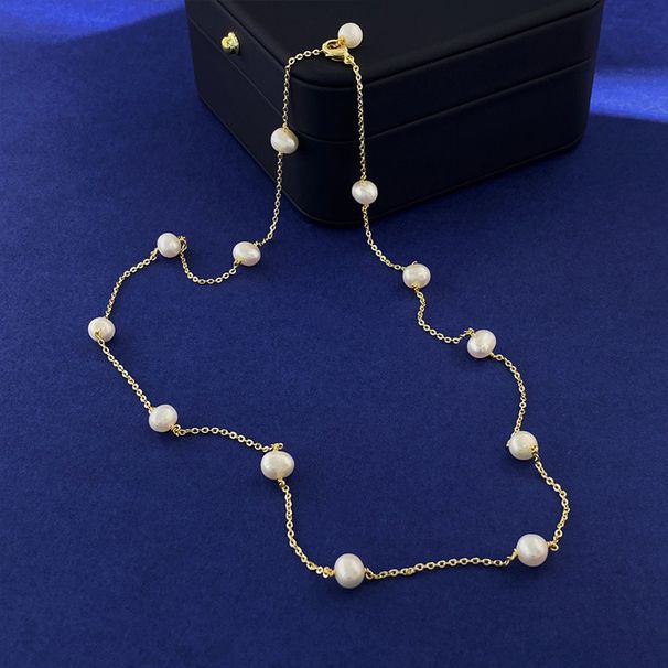 Women's Jewelry Natural Baroque Pearl Necklace Light Luxury Sweet Clavicle Chain New Style Accessories_ipsvogv.com