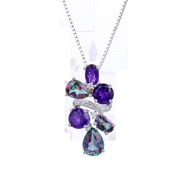 Fashionable Light Luxury Gemstone Necklace Pendant For Women Personality Temperament Design S925 Silver Inlaid Colorful Crystal Pendant_ipsvogv.com
