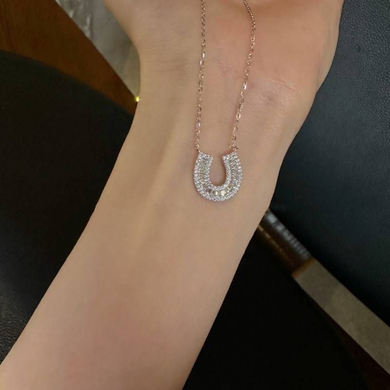 Light luxury high sense micro-inset zircon U-shaped necklace delicate temperament simple fashion niche collarbone chain everything neck chain_ipsvogv.com