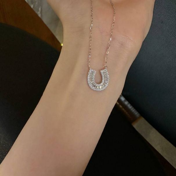 Light luxury high sense micro-inset zircon U-shaped necklace delicate temperament simple fashion niche collarbone chain everything neck chain_ipsvogv.com